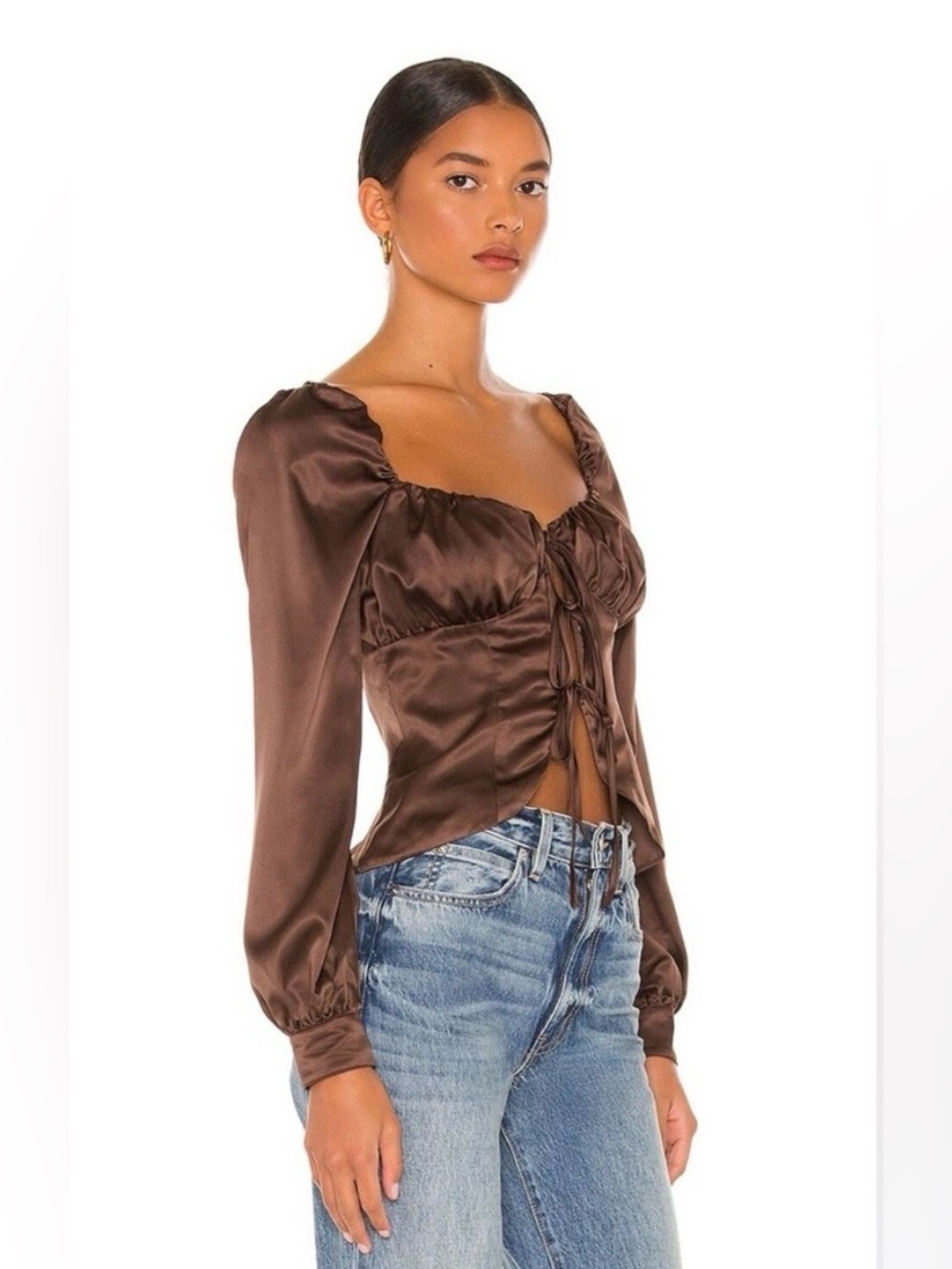 Majorelle Waldorf Chocolate Brown Tie Front Babydoll Sweetheart Small NWOT